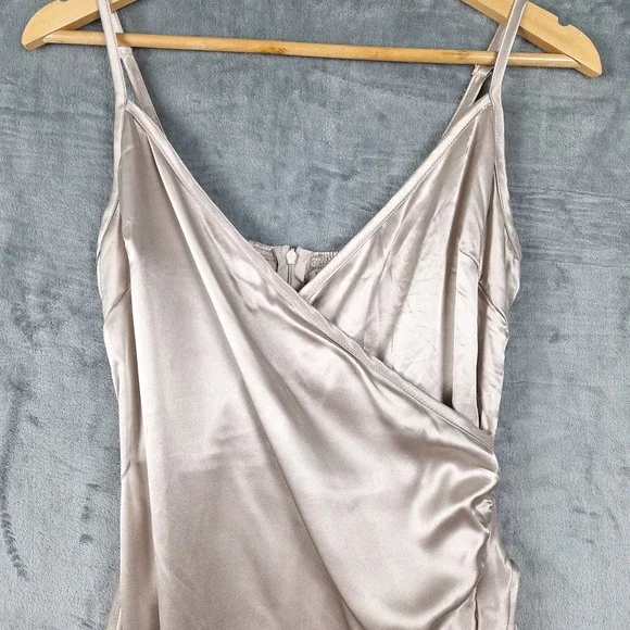 Womens Dress Medium Babydoll Y2K Wrap Ruffle HOCO Dance Coquette Satin Fairy - Picture 3 of 9